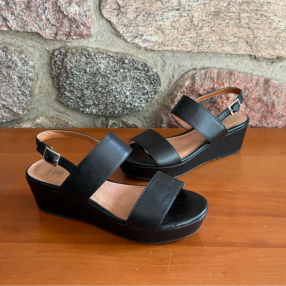 J Jill Black Platform Sandals, 6.5, EUC